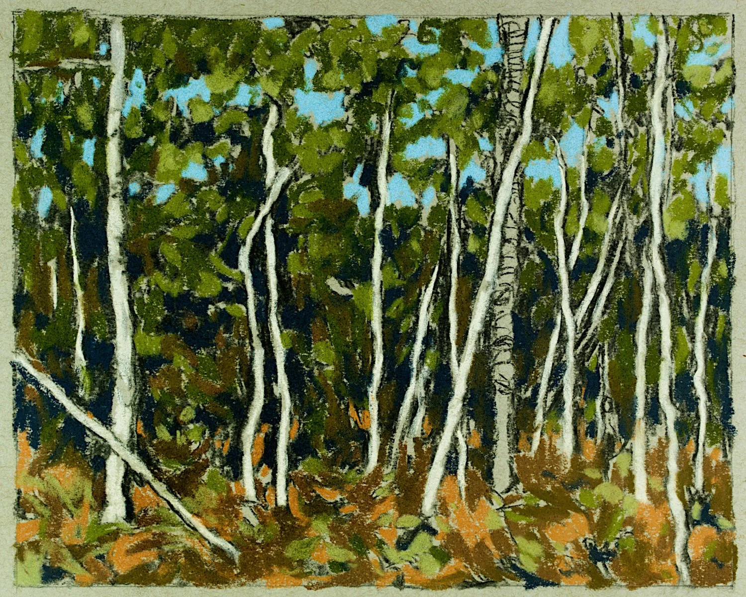  "Autumn Woods Near Quarry Road" , 2025, Pastel on Paper, 8 x 10 5/8 inches 