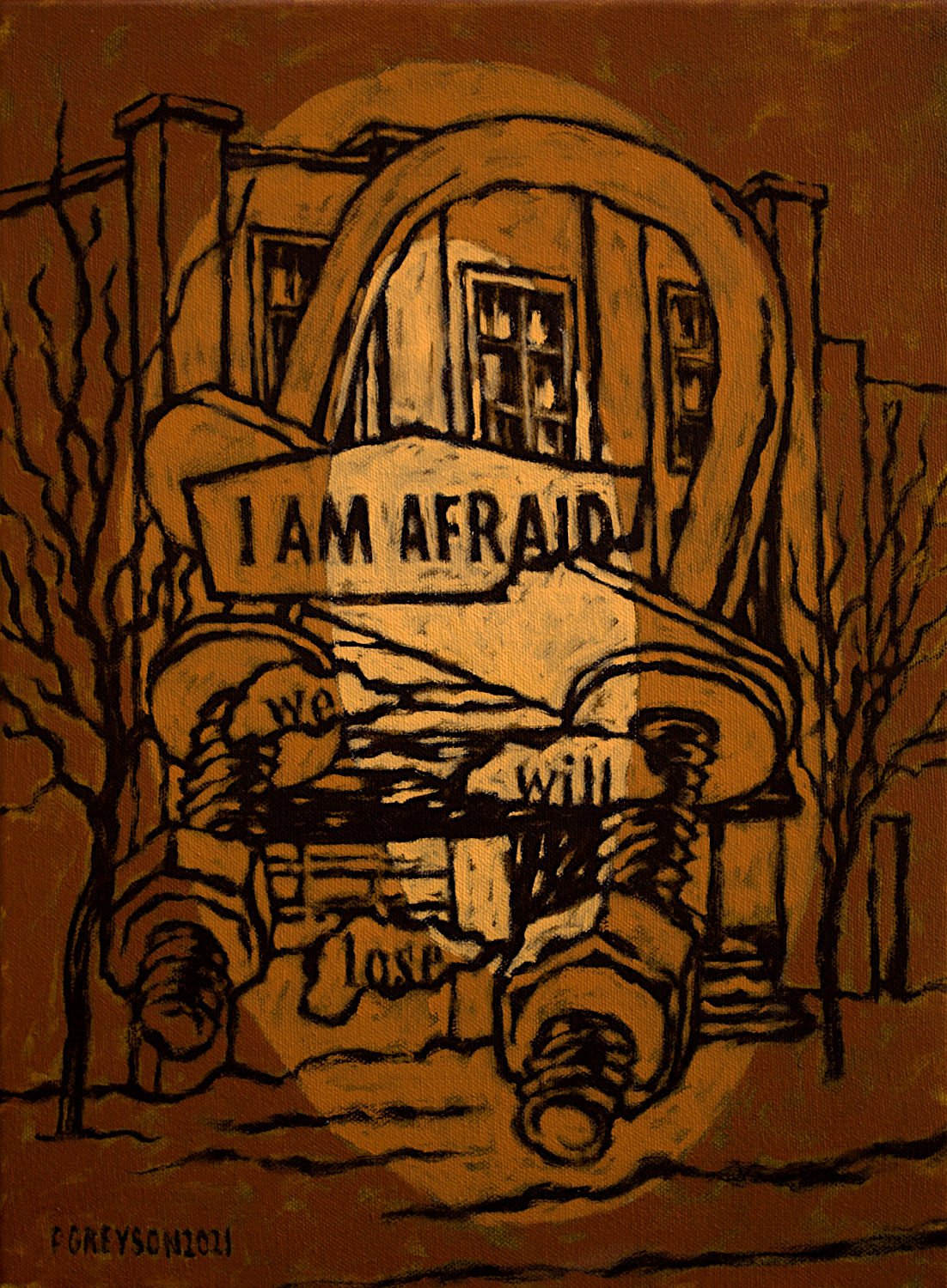  "I Am Afraid We Will Lose" , 2021, Oil on Canvas, 16 x 12 inches 