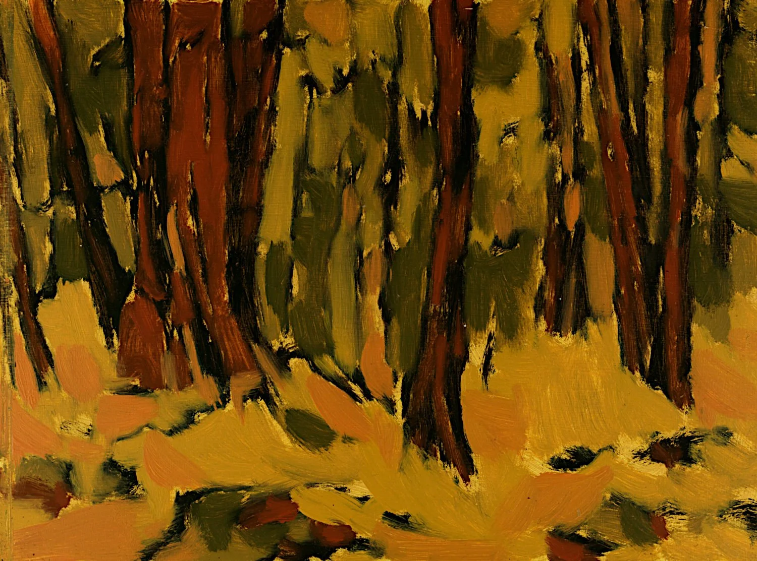  "Jack Pines, Constance Lake" , 2021, Oil on Masonite, 6 x 8 inches  