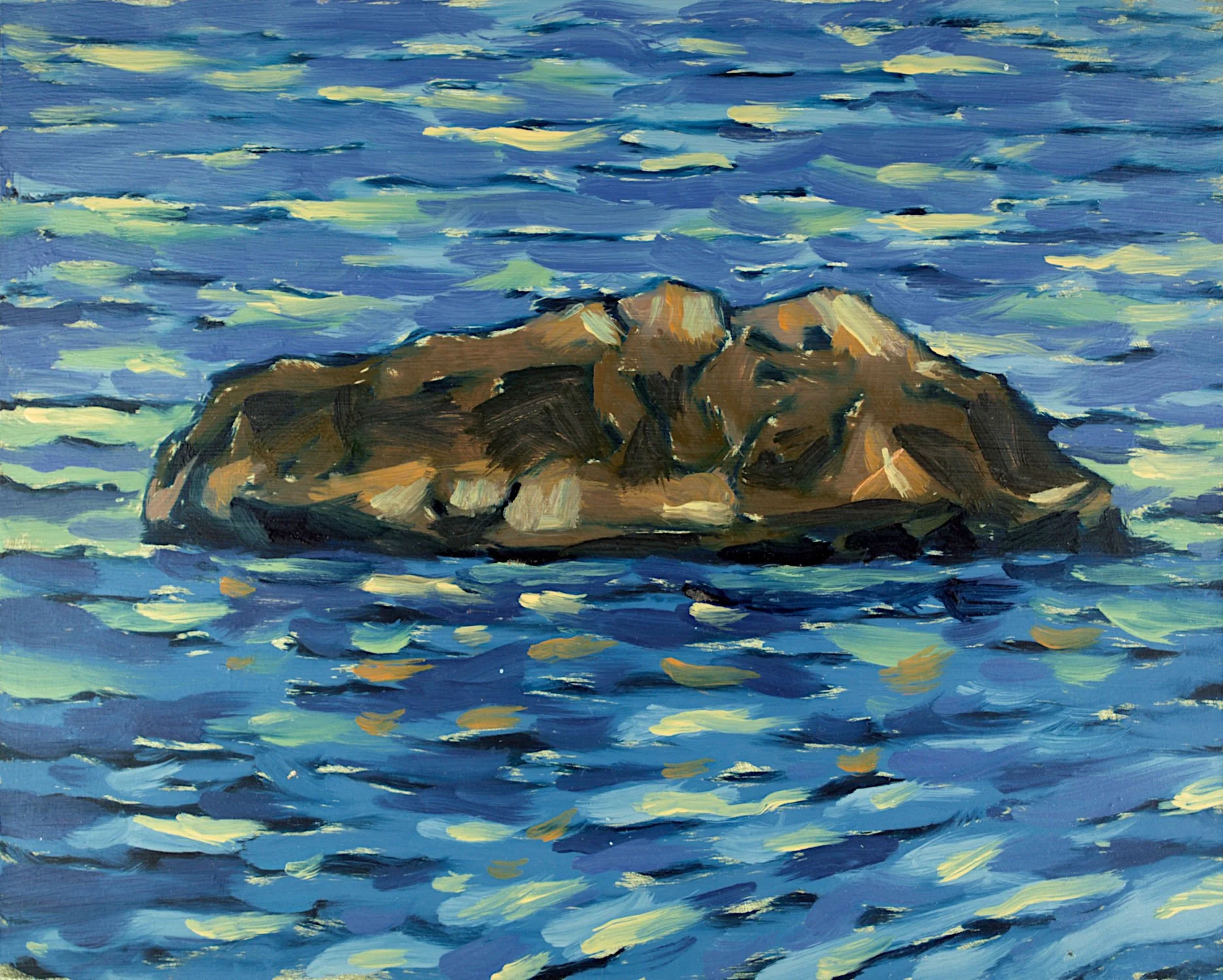  "Rock Opposite Farr Island" , 2024, Oil on Masonite, 8 x 10 inches 