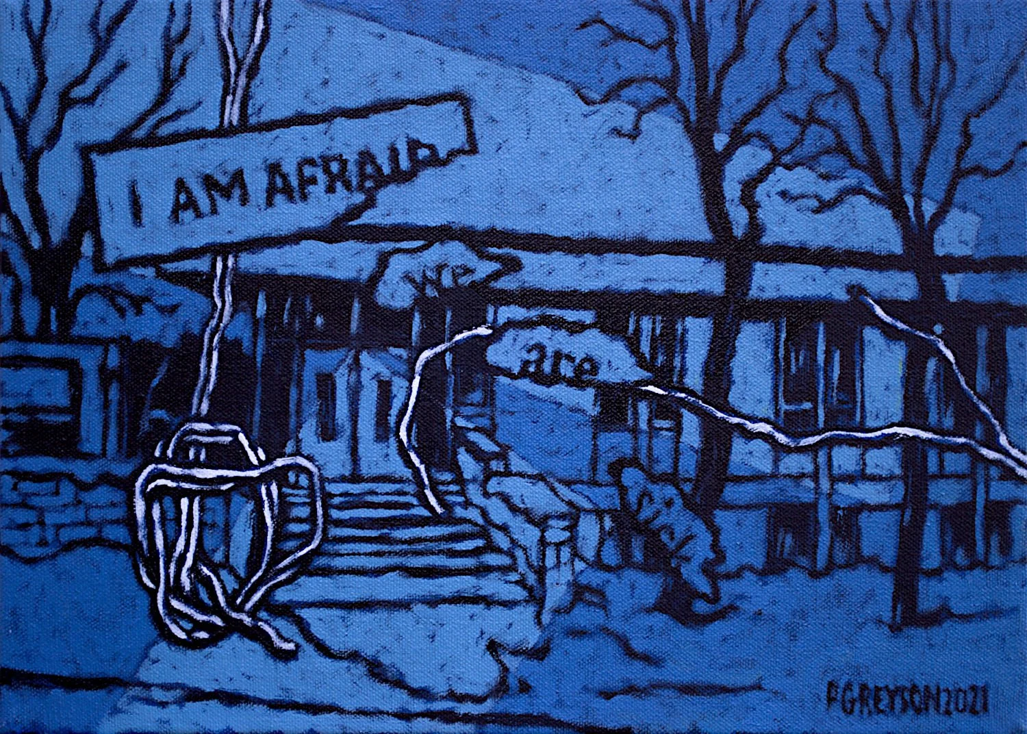  "I Am Afraid We Are Sick" , 2021, Oil on Canvas, 10 x 14 inches 