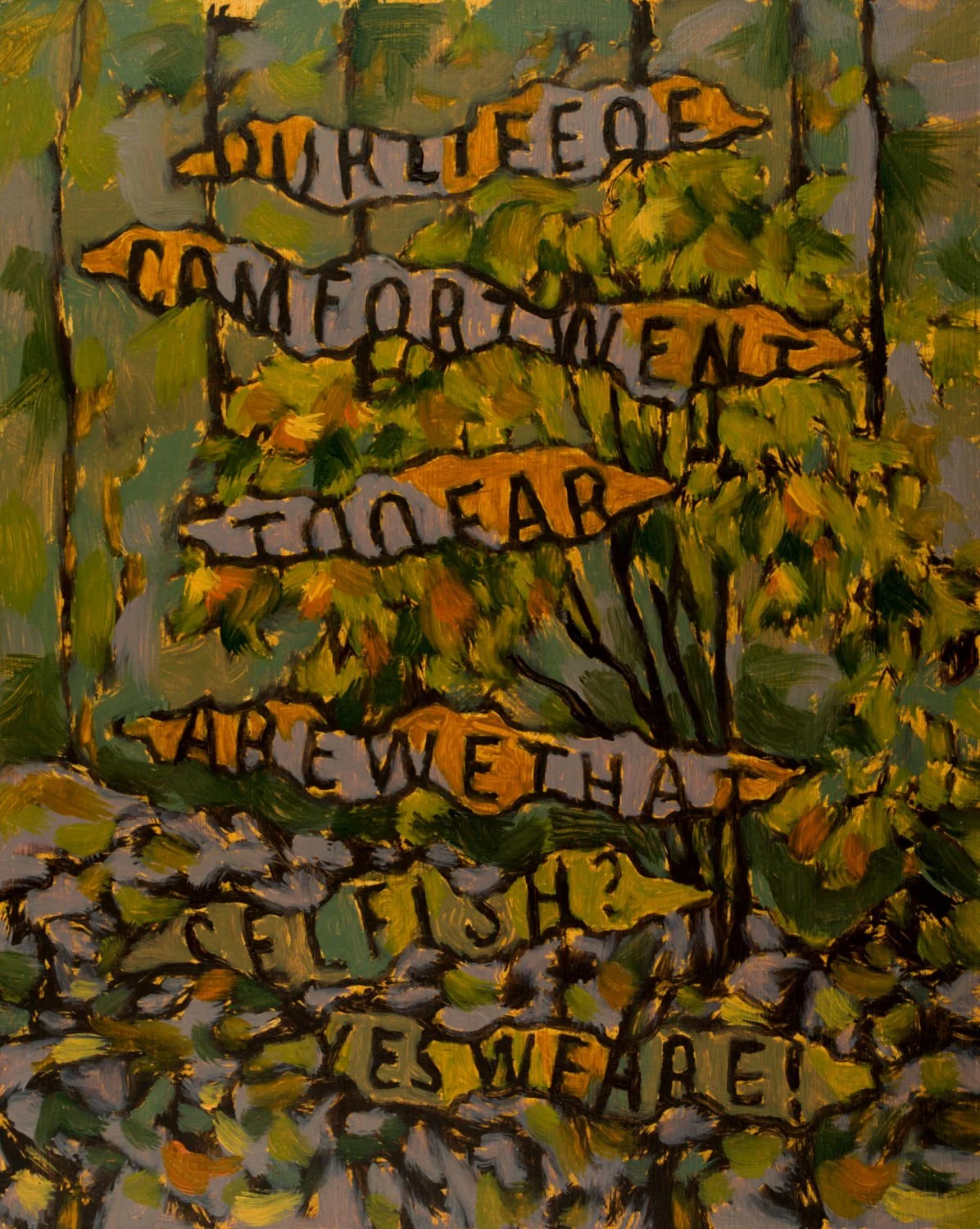  "Too Far" , 2024, Oil on Masonite, 10 x 8 inches