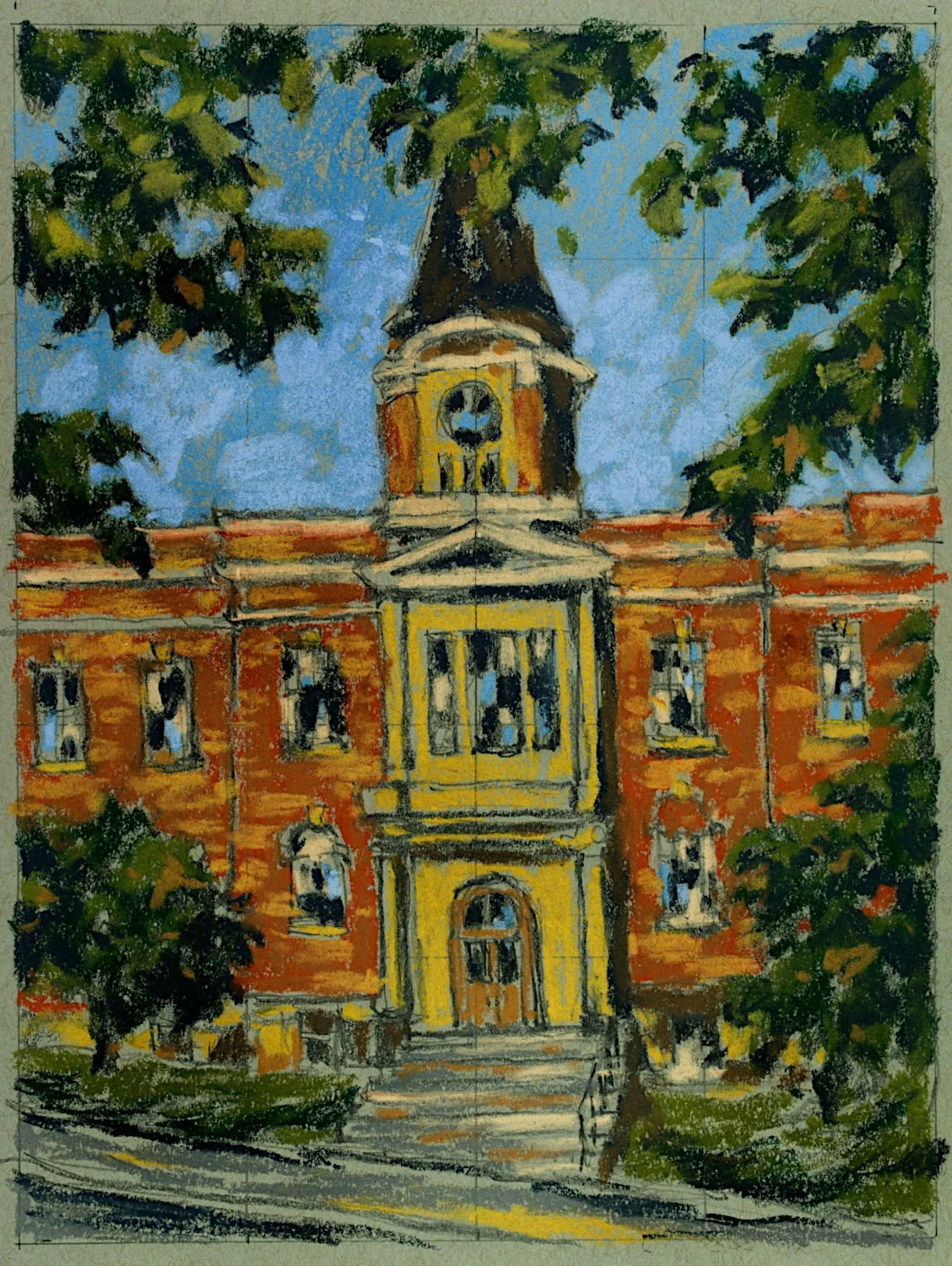  "Haileybury Courthouse" , 2025, Pastel on Paper, 10 3/4 x 8 inches 