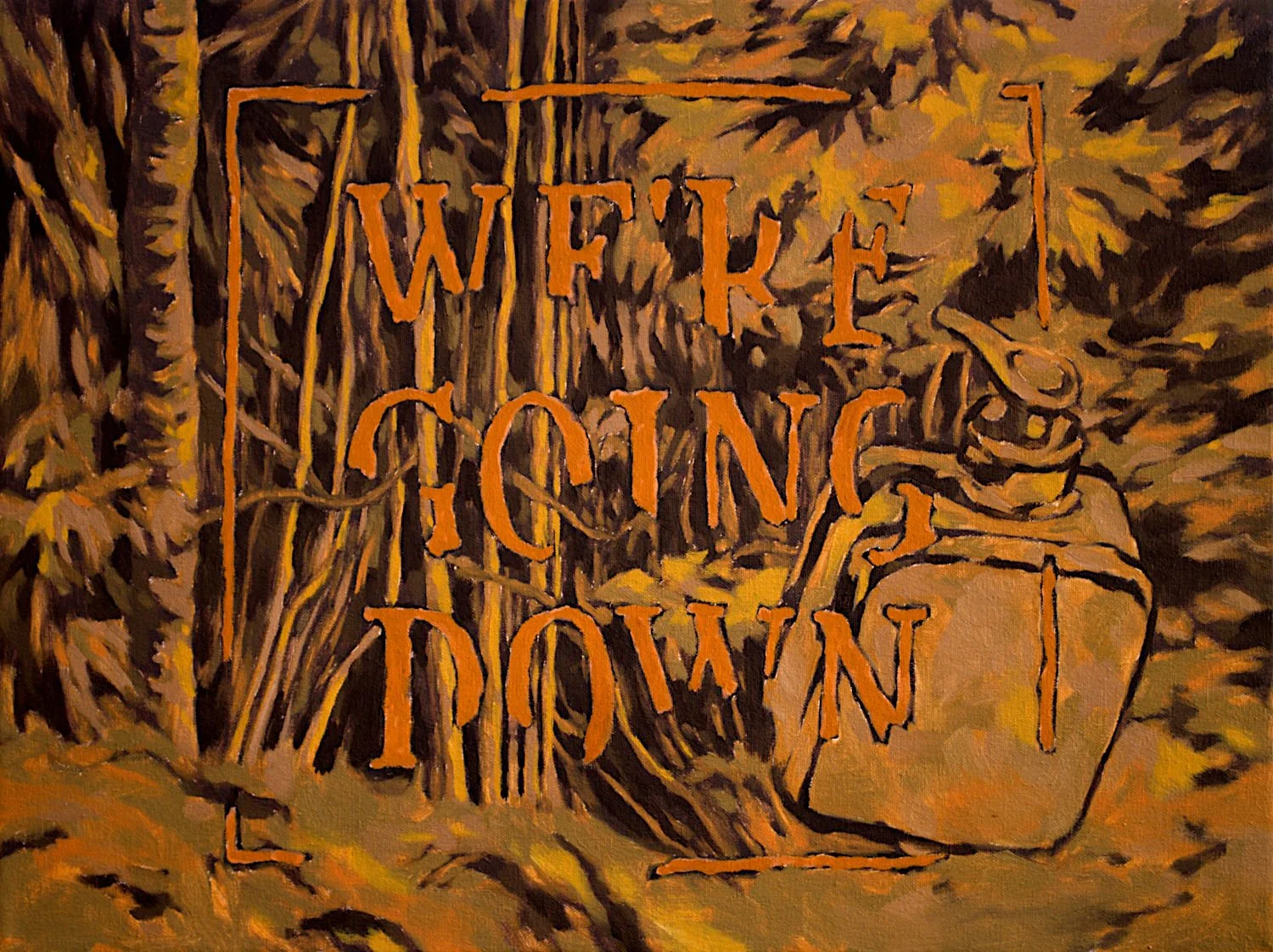  "We're Going Down" , 2021, Oil on Canvas, 18 x 24 inches 