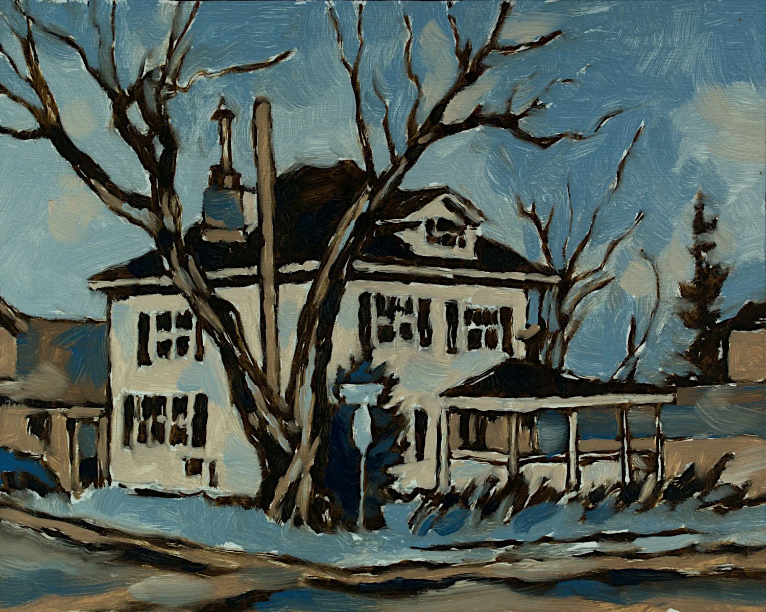  "455 Broadway From the Corner" , 2023, Oil on Masonite, 8 x 10 inches 