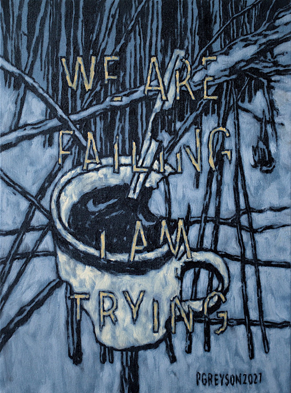  "We Are Failing #1" , 2021, Oil on Canvas, 24 x 18 inches 