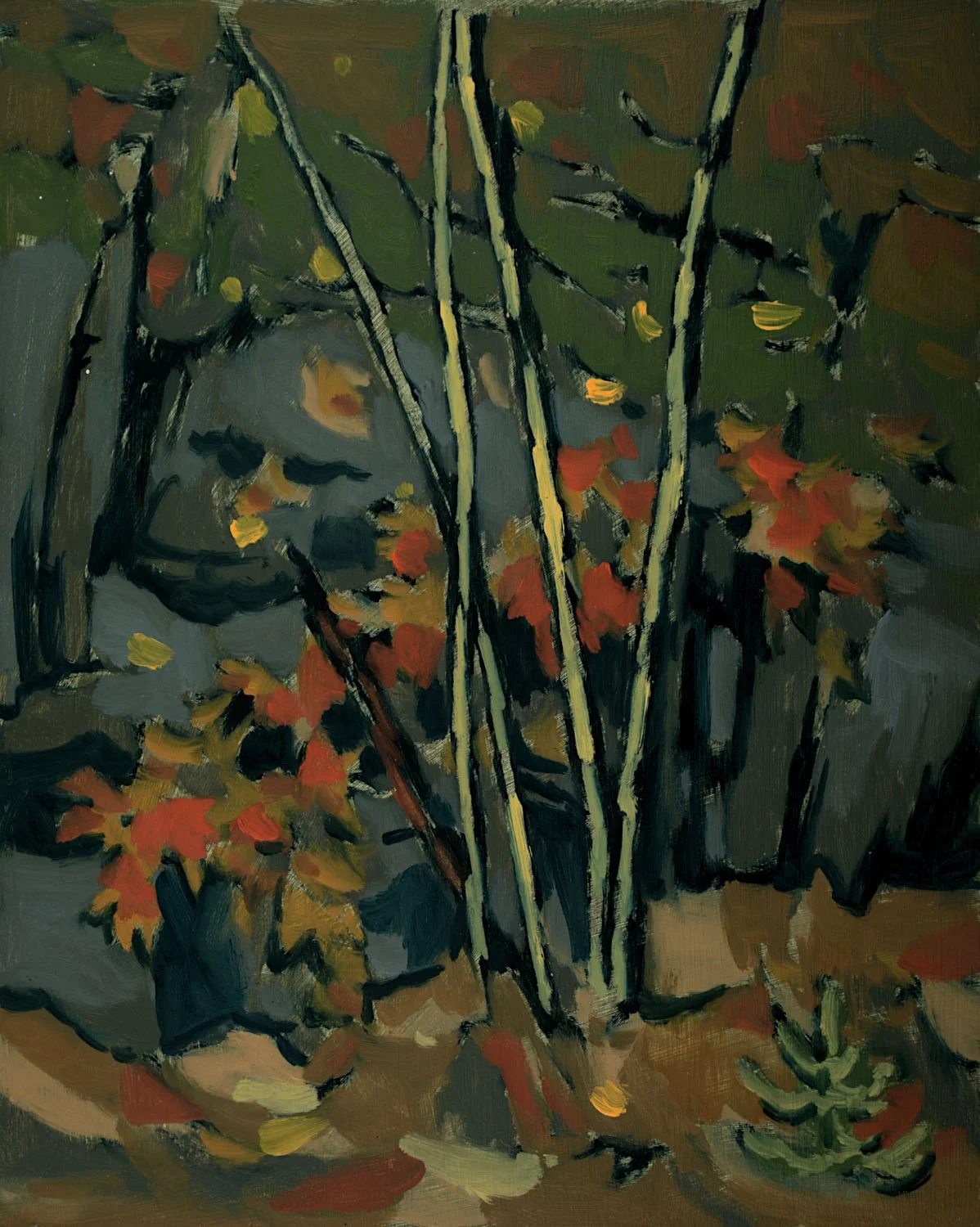  "Maple Off Quarry Road" , 2022, Oil on Masonite, 10 x 8 inches 