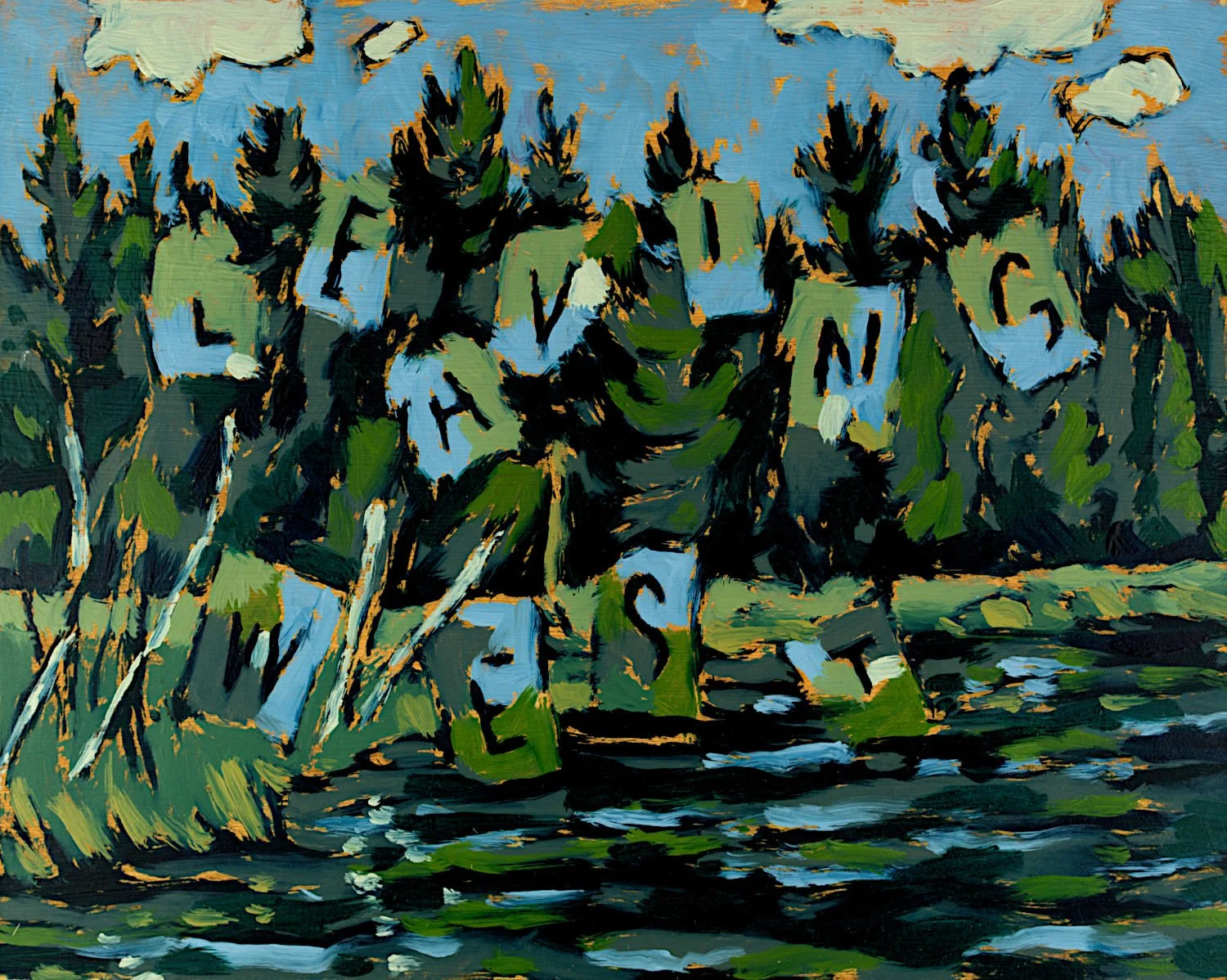  "Leaving West" , 2024, Oil on Masonite, 8 x 10 inches