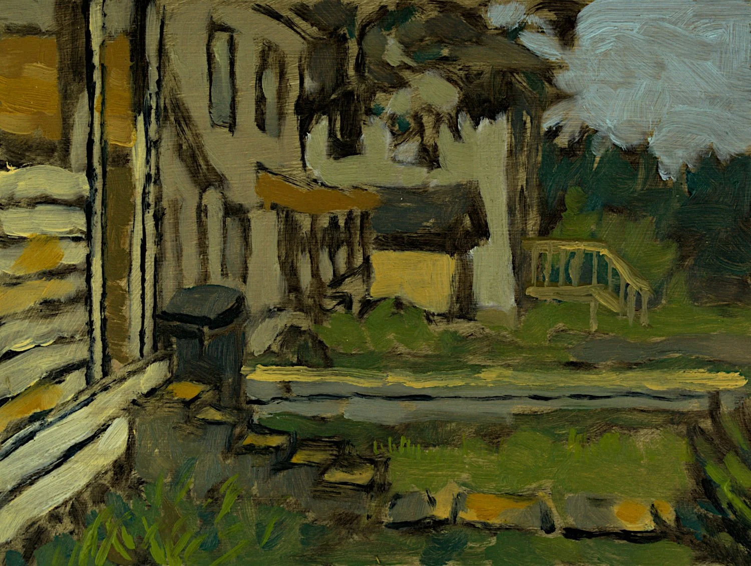  "Looking Down Broadway" , 2022, Oil on Masonite, 6 x 8 inches  