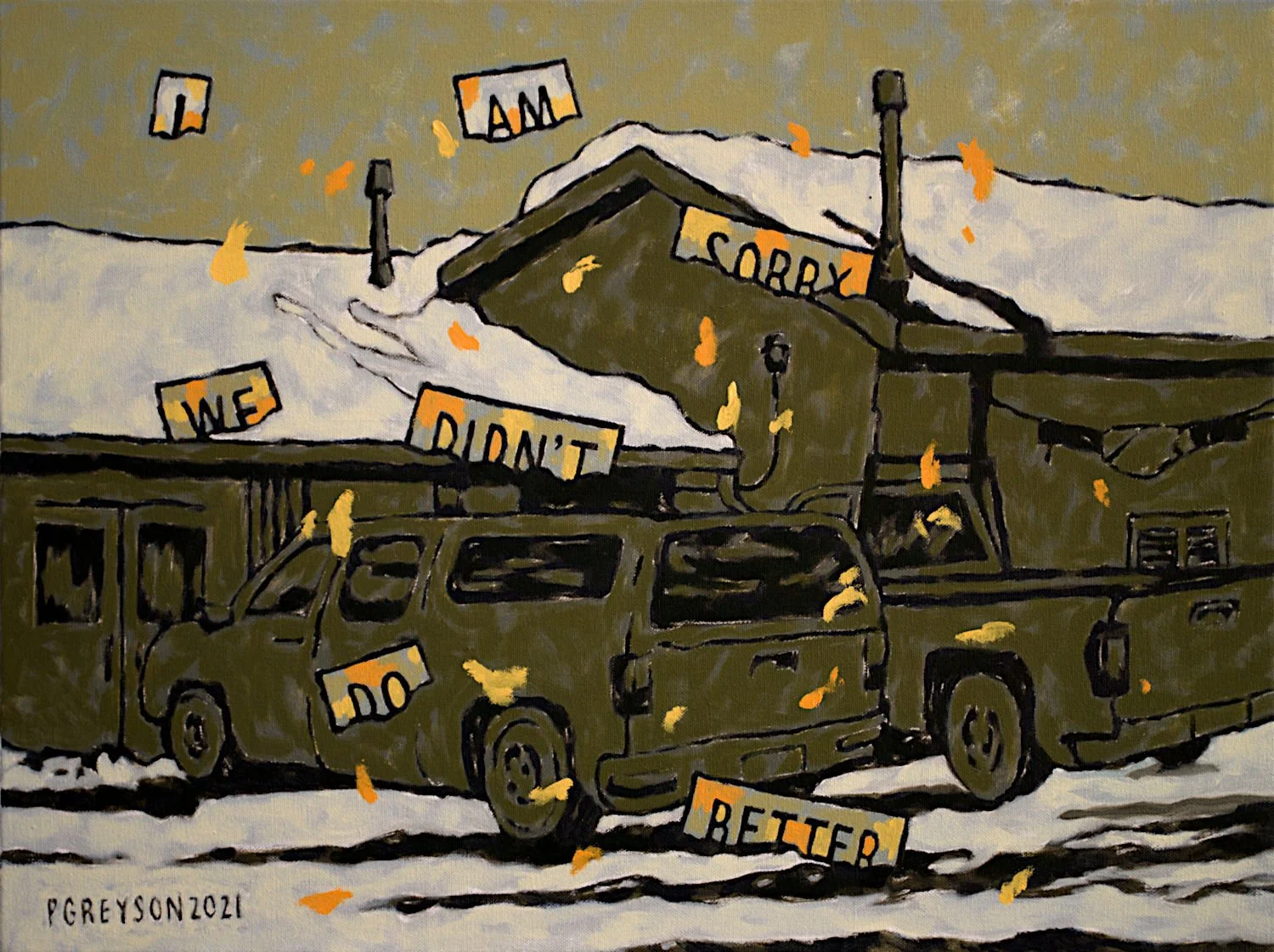  "I Am Sorry We Didn't Do Better" , 2021, Oil on Canvas, 18 x 24 inches 