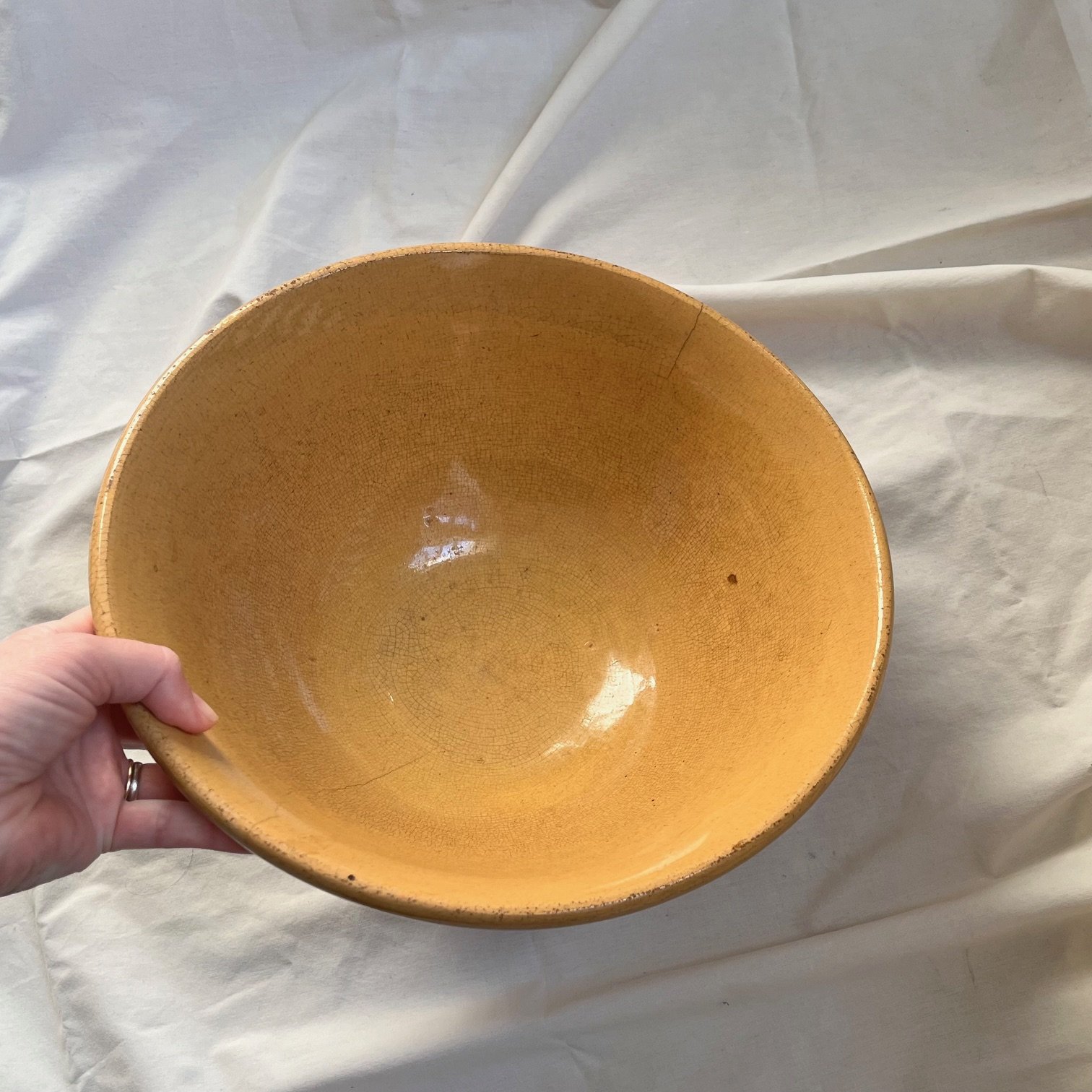 Large old yellow ware bowl