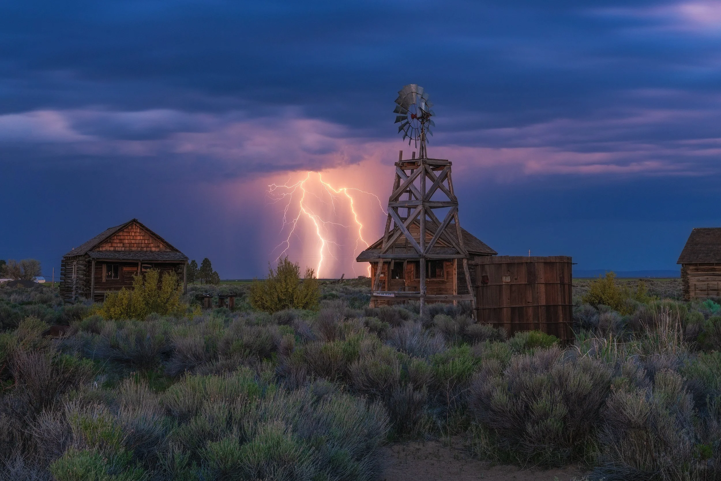 Fine art landscape photography in Fort Rock, Oregon during a Central Oregon lightning storm, captured by Andrew Sambuceto