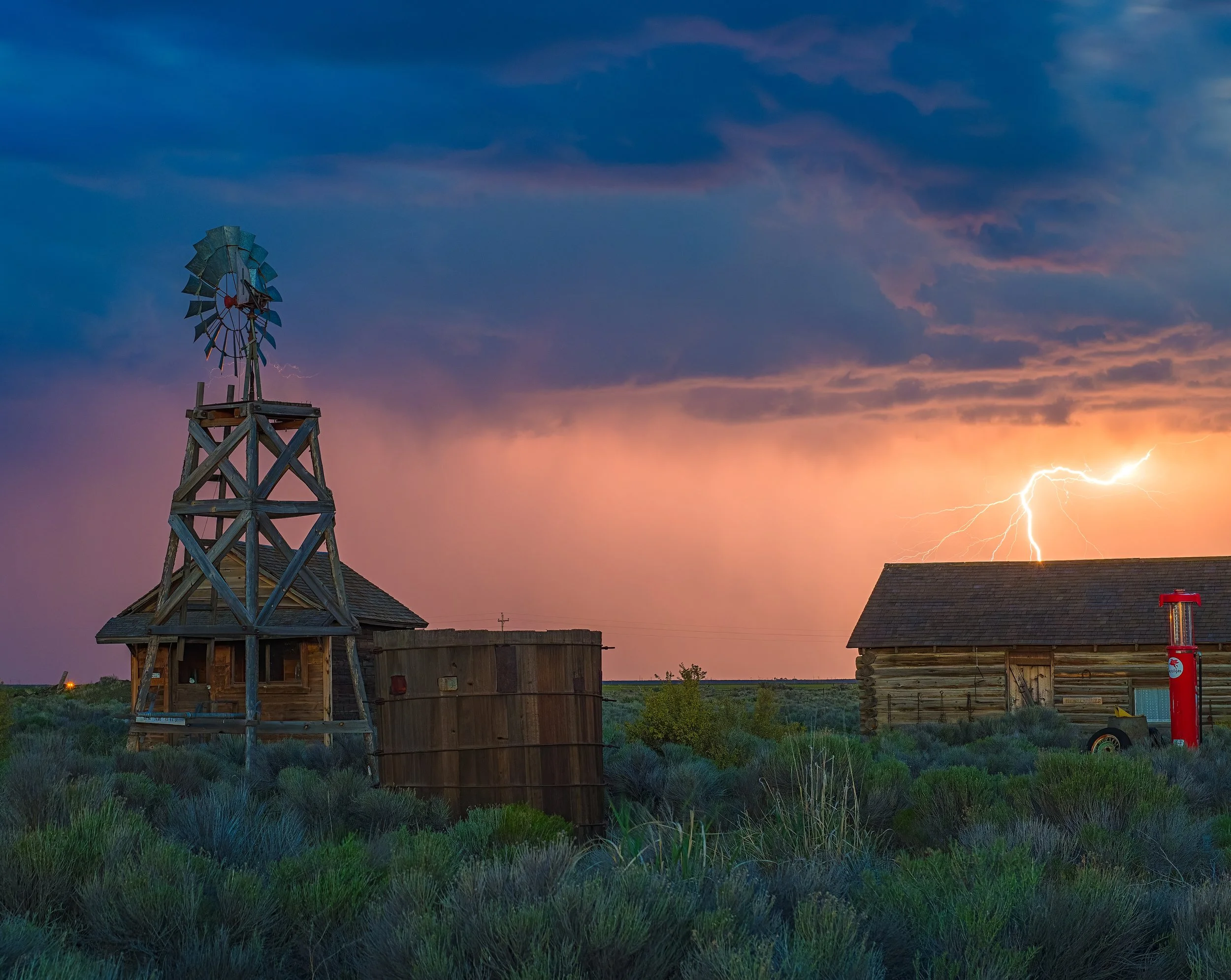 Fine art landscape photography during a Central Oregon lightning storm, captured by Andrew Sambuceto