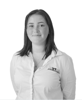 Black and white portrait of a woman with shoulder-length hair wearing a collared shirt