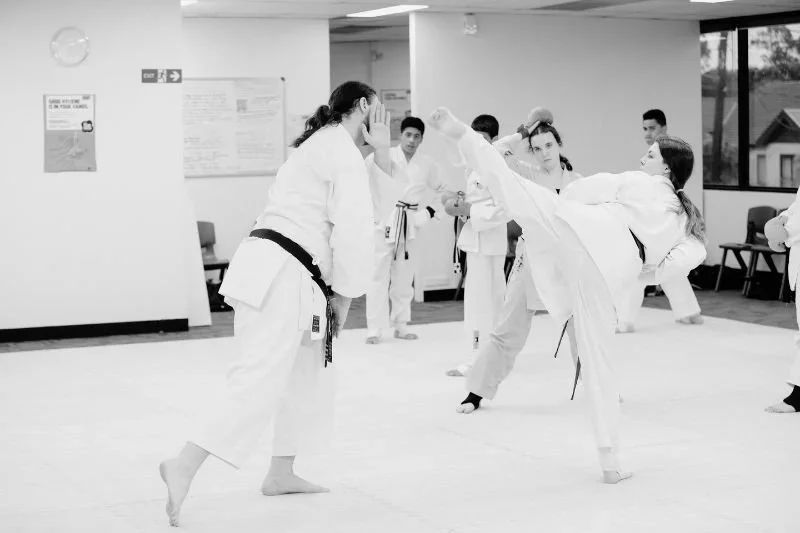 Teens practising traditional Shotokan Karate techniques during training in Hornsby
