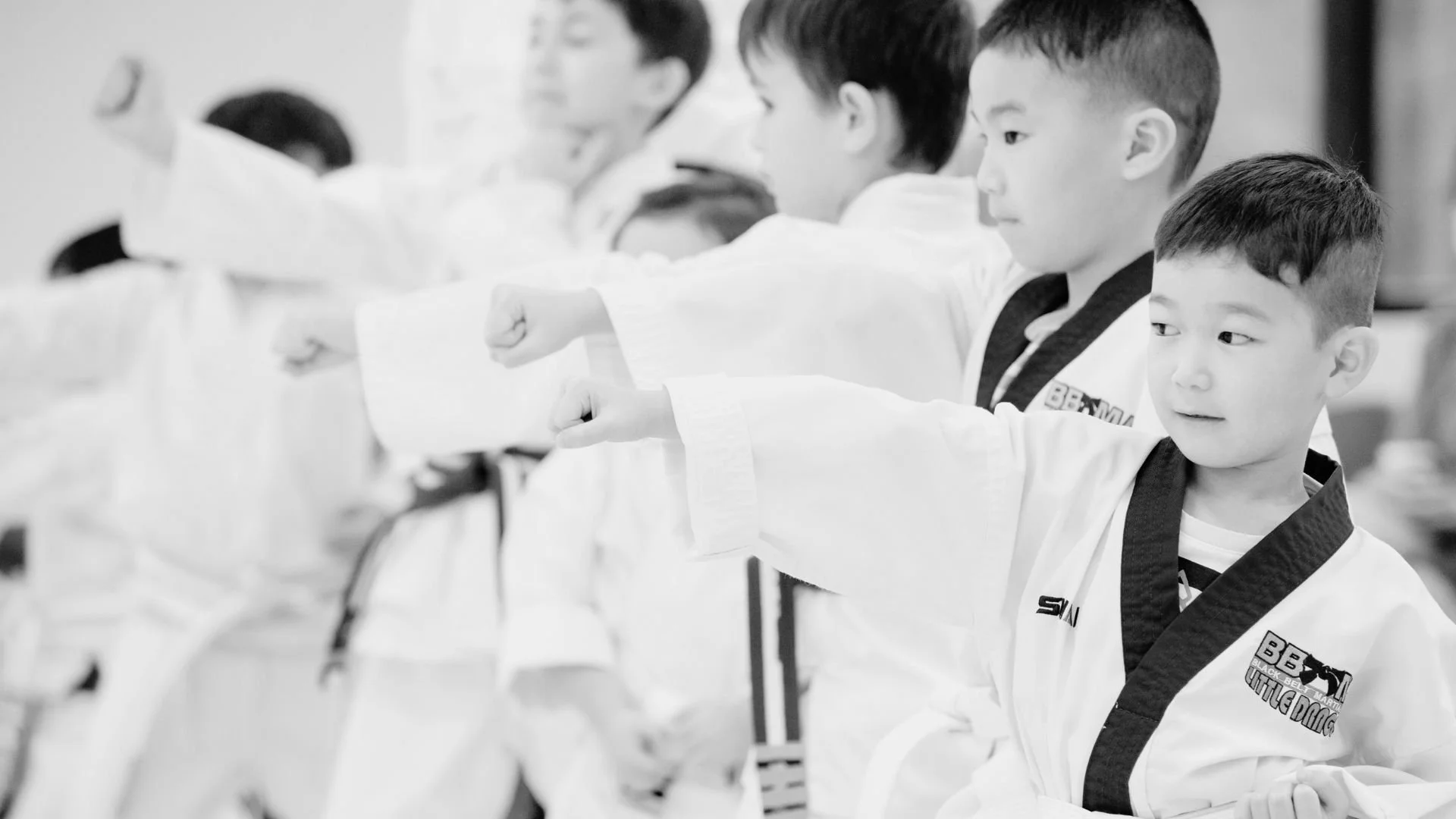 Children participating in a karate class at BBMA Hornsby