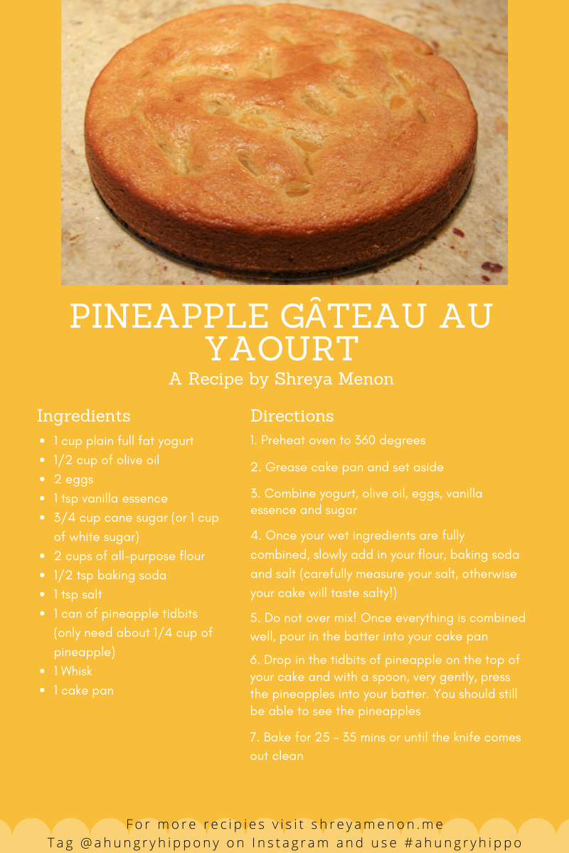 Pineapple Gȃteau Au Yaourt Shreya Menon