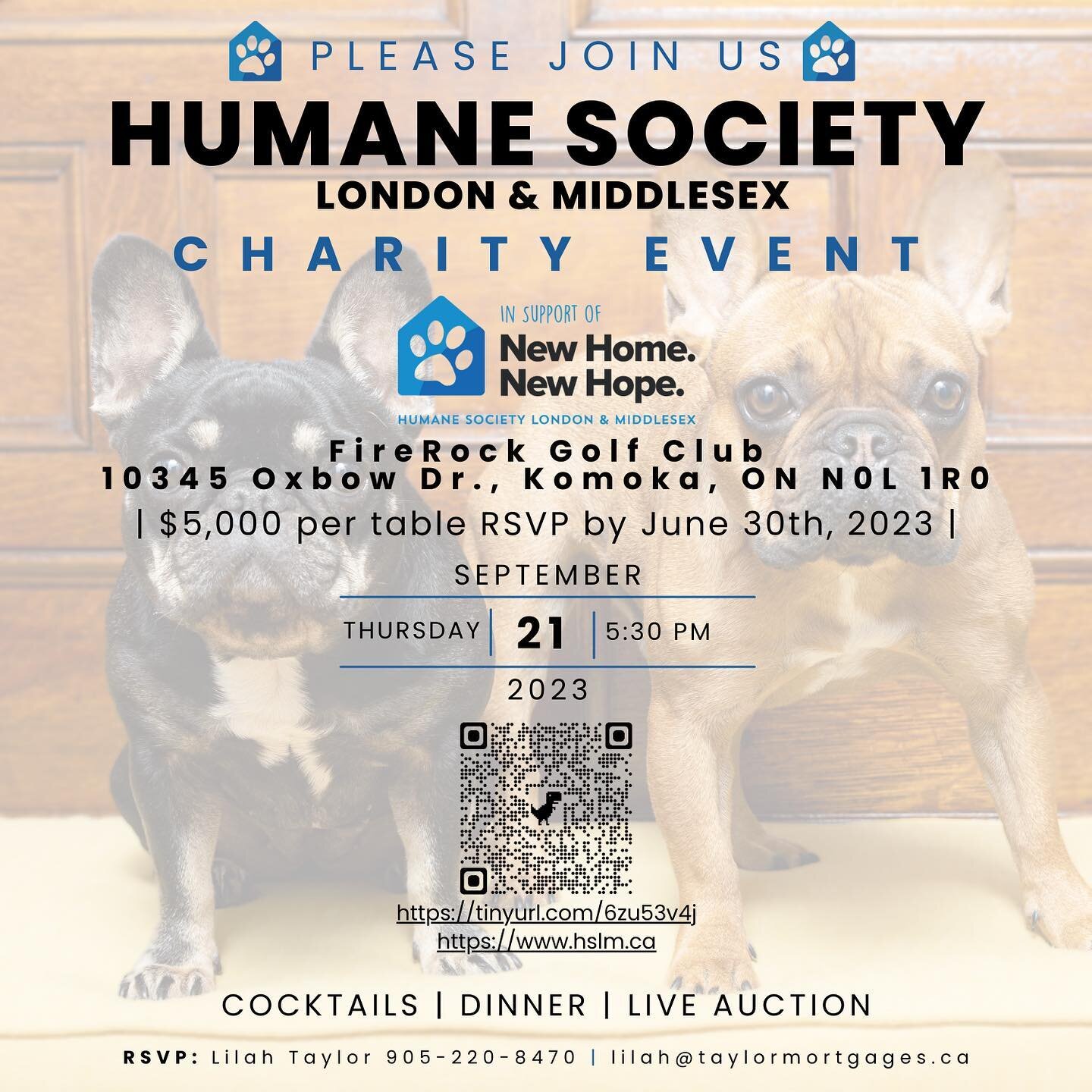 I am very excited to announce a one-time only EXCLUSIVE OPPORTUNITY! 

Join us to support @humanesocietylm #NewHomeNewHope @firerockgolfclub

Cocktails, dinner &amp; LIVE auction 

THURSDAY SEPT 21! 

To purchase tickets for a table, please contact m