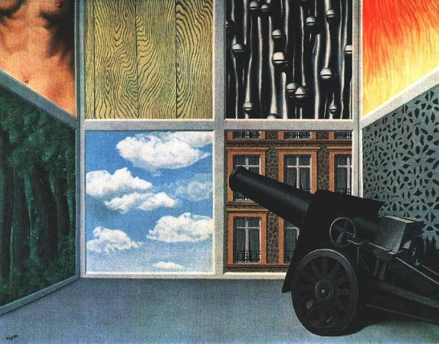Figure 7. René Magritte, On the Threshold of Liberty, 1937, oil painting, The Art Institute of Chicago.
