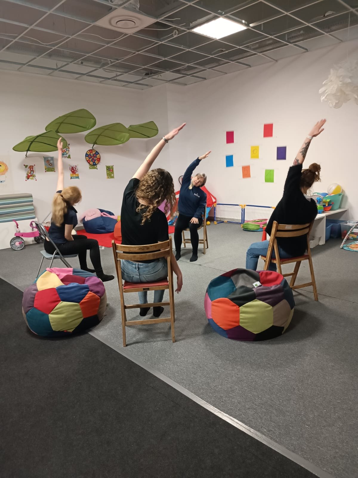 NATAN Nurse Natali Sinchuk Power leading a women's yoga session at the refugee center