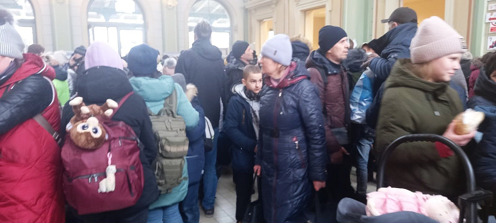 Ukrainian refugees at Przemysl train station in Poland
