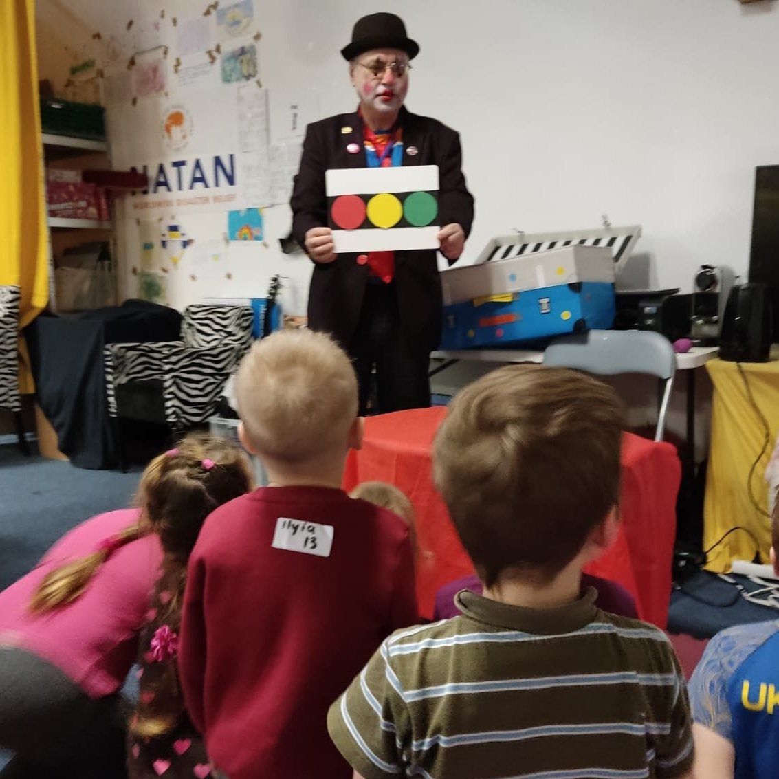 NATAN Medical Clown Michael Vernik entertains children at Przemysl Refugee Center