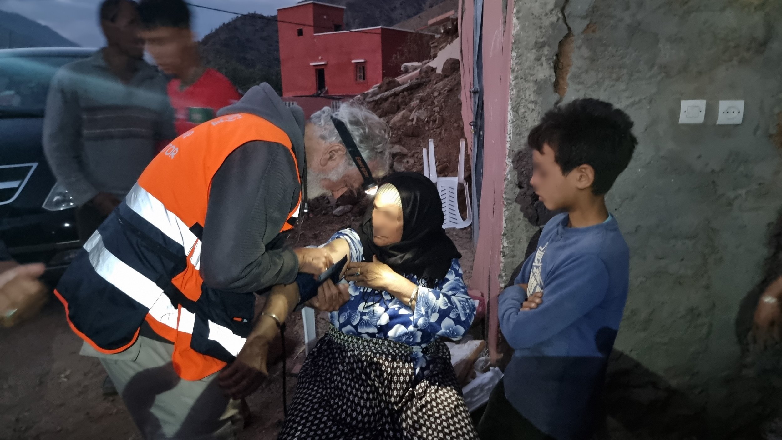 Dr. Mick Alkan treats patients at field clinic. High Atlas Mountains, Morocco, Sept 2023 