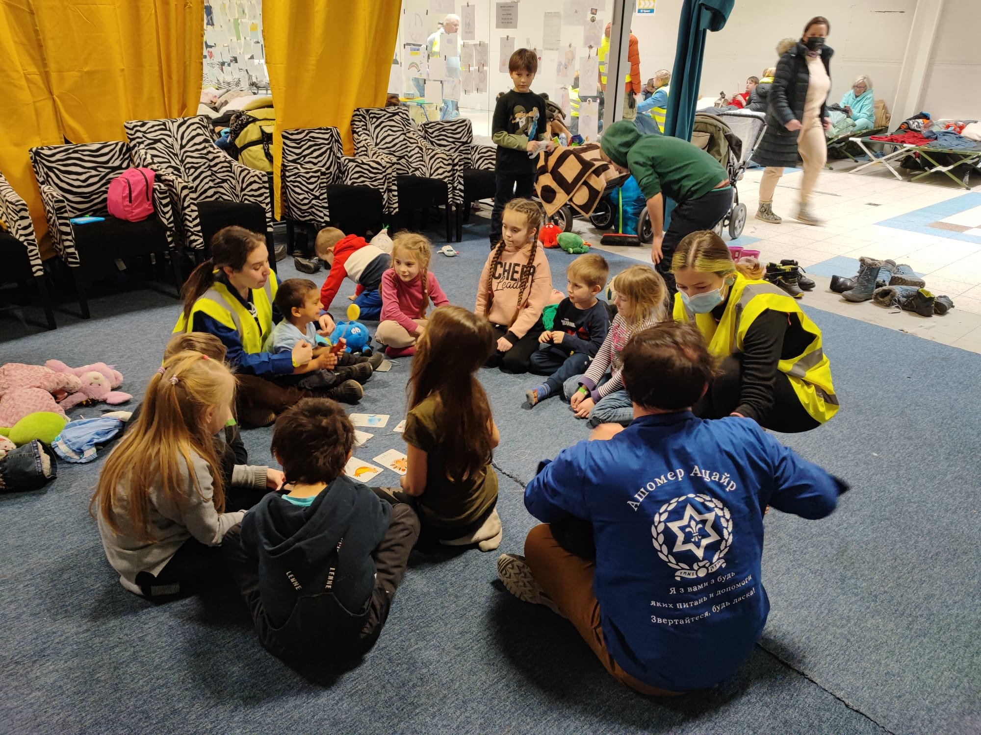 Refugee children during daily activity run by NATAN and Hashomer Hatzair volunteers
