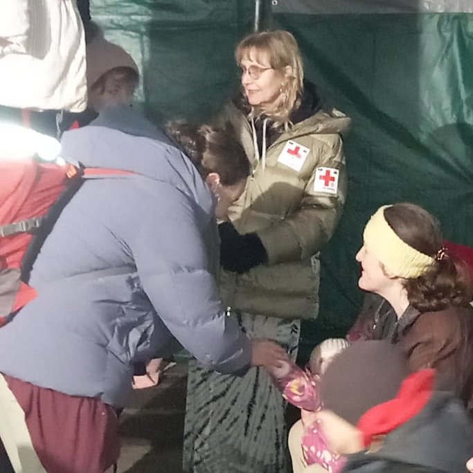 Dr. Dorit Nitzan at border crossing - Poland-Ukraine border