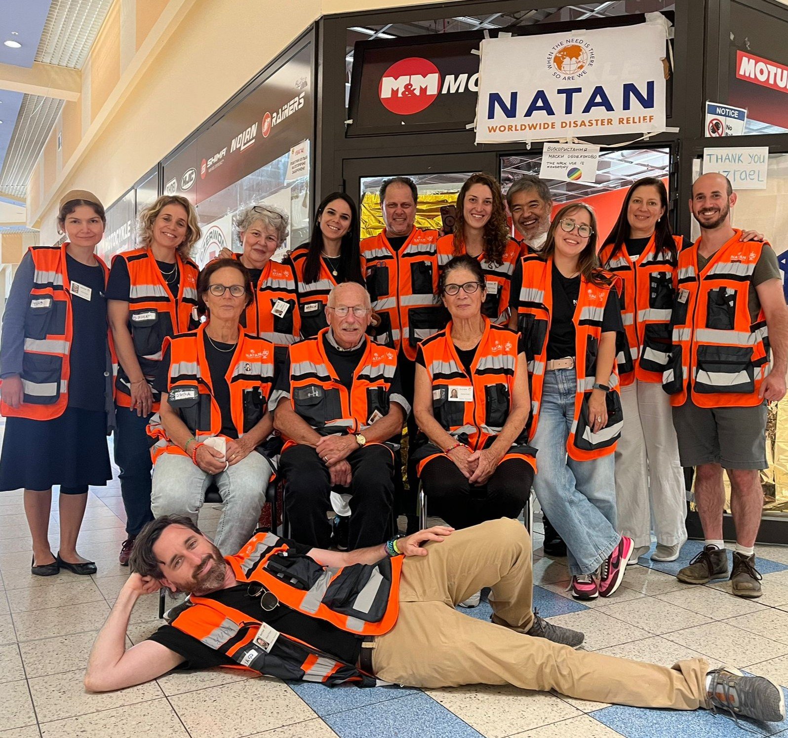 Team 14 Group photo: Back row L-R: Social Worker Tania Eitan, Social Worker Ornat Rabino, MD Cristiane Isabela de Almeida, Nurse Yarden Ifrah, MD Marcelo Dratcu, Medic Anna Tsviling, MD Paulo Tsuyoshi Sato, Social Worker Marina Kosenkova, Social Work
