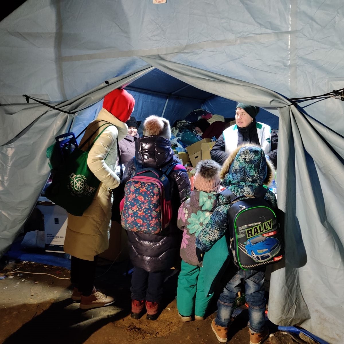 Refugees arriving at the Poland - Medyka, Ukraine border