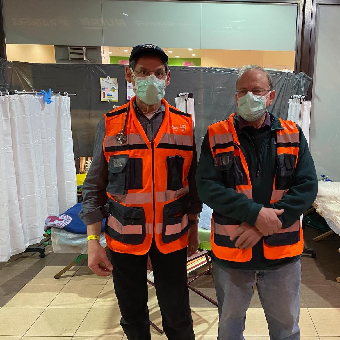 Dr Avery Hart (left) and Dr David Shapiro at the refugee center clinic