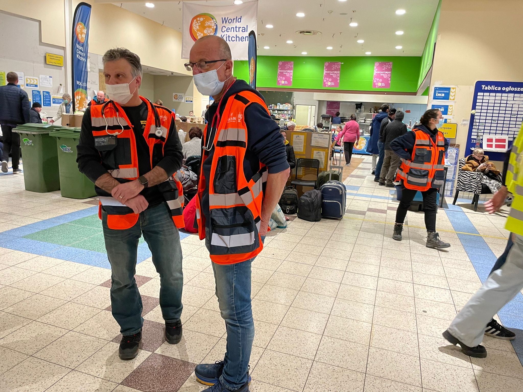 NATAN team members at Przemysl Humanitarian Aid Center in Przemysl, Poland