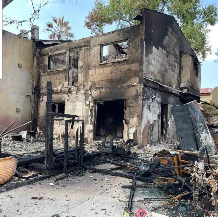 Kibbutz Beeri - one of the many buildings destroyed by a rocket launcher during the invasion - Oct 7, 2023