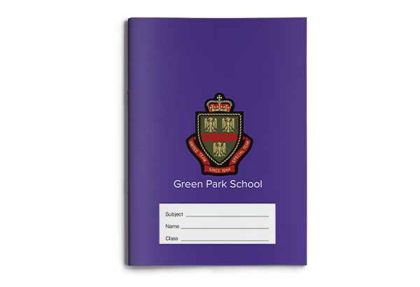 bespoke school exercise book with school logo in full colour