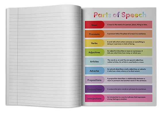 Inside cover content for bespoke school exercise books
