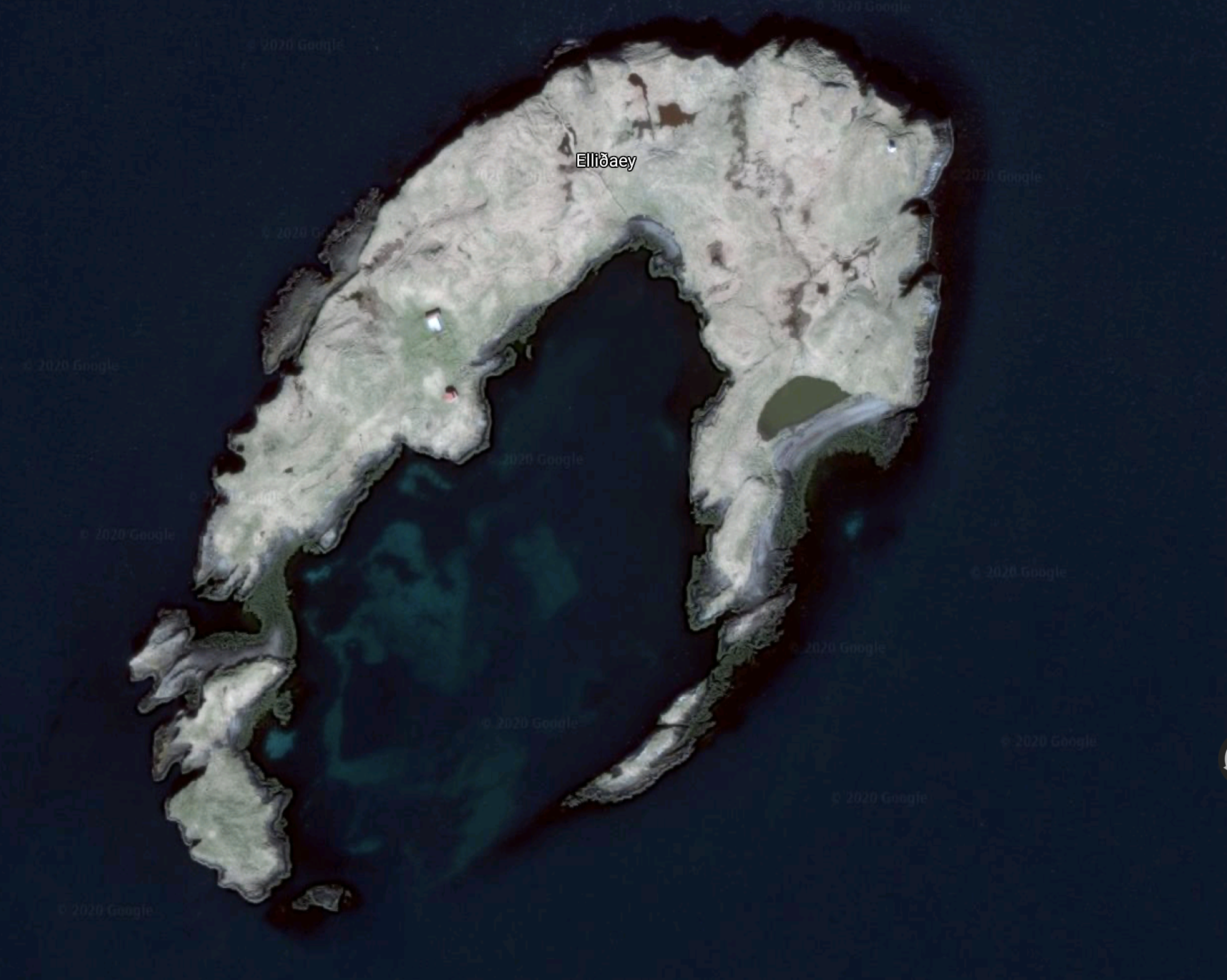 Elliðaey seen from a satellite