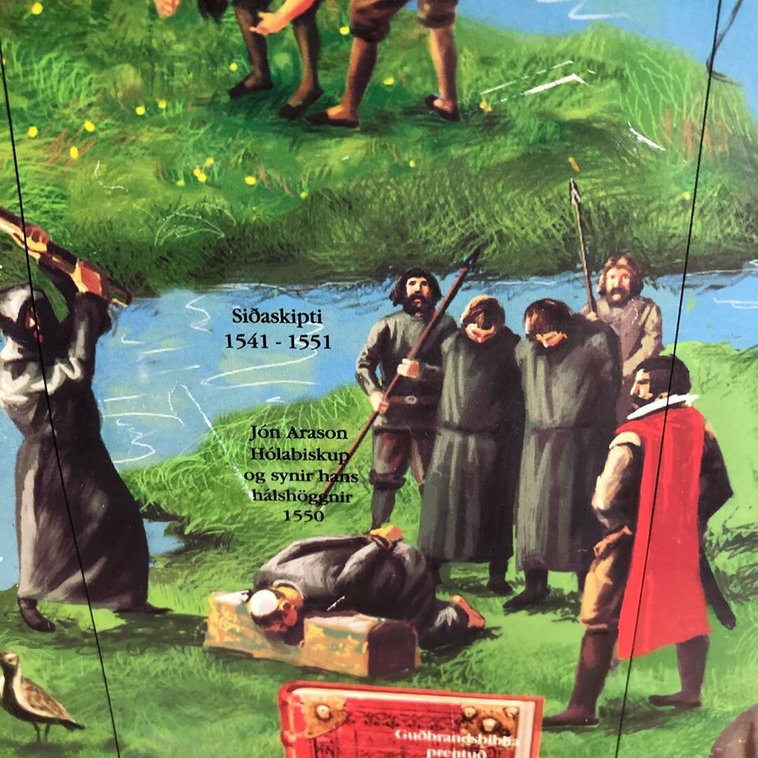 The Hólar bishop Jón Arason and his two sons being beheaded at Skálholt in 1550.