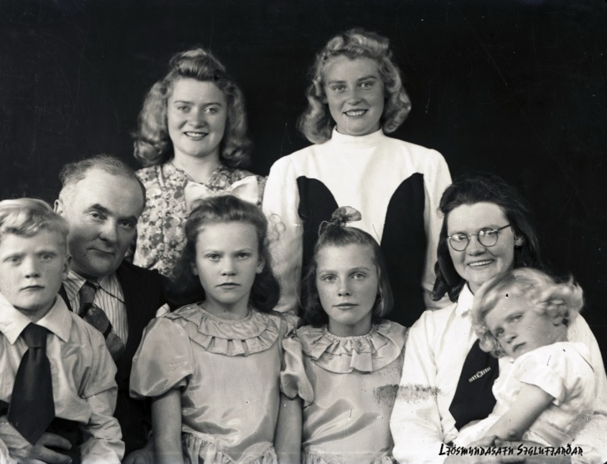 Hulda Karen, standing on the right, with her parents and siblings