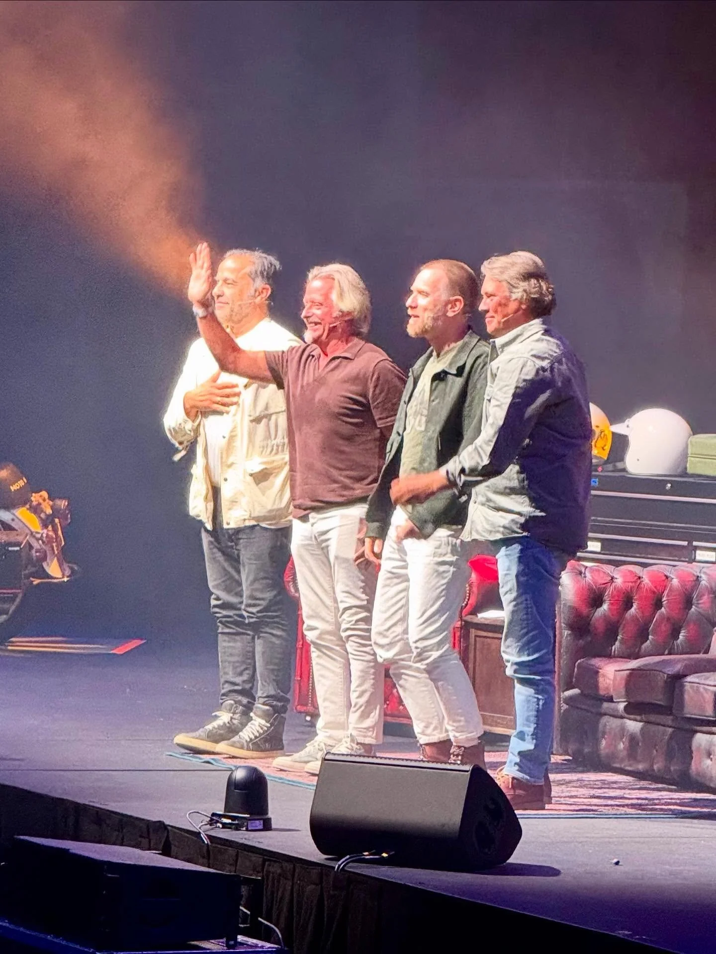 Great evening with Ewan McGregor, Charley Boorman &amp; Russ &amp; Dave - we&rsquo;ve loved all the adventures on TV and great to hear about it all live 🏍️🏍️🗺️🙌🏻👏🏻 #LongWayChat @longwaytvofficial @charleyboorman #ewanmcgregor @russmalkin