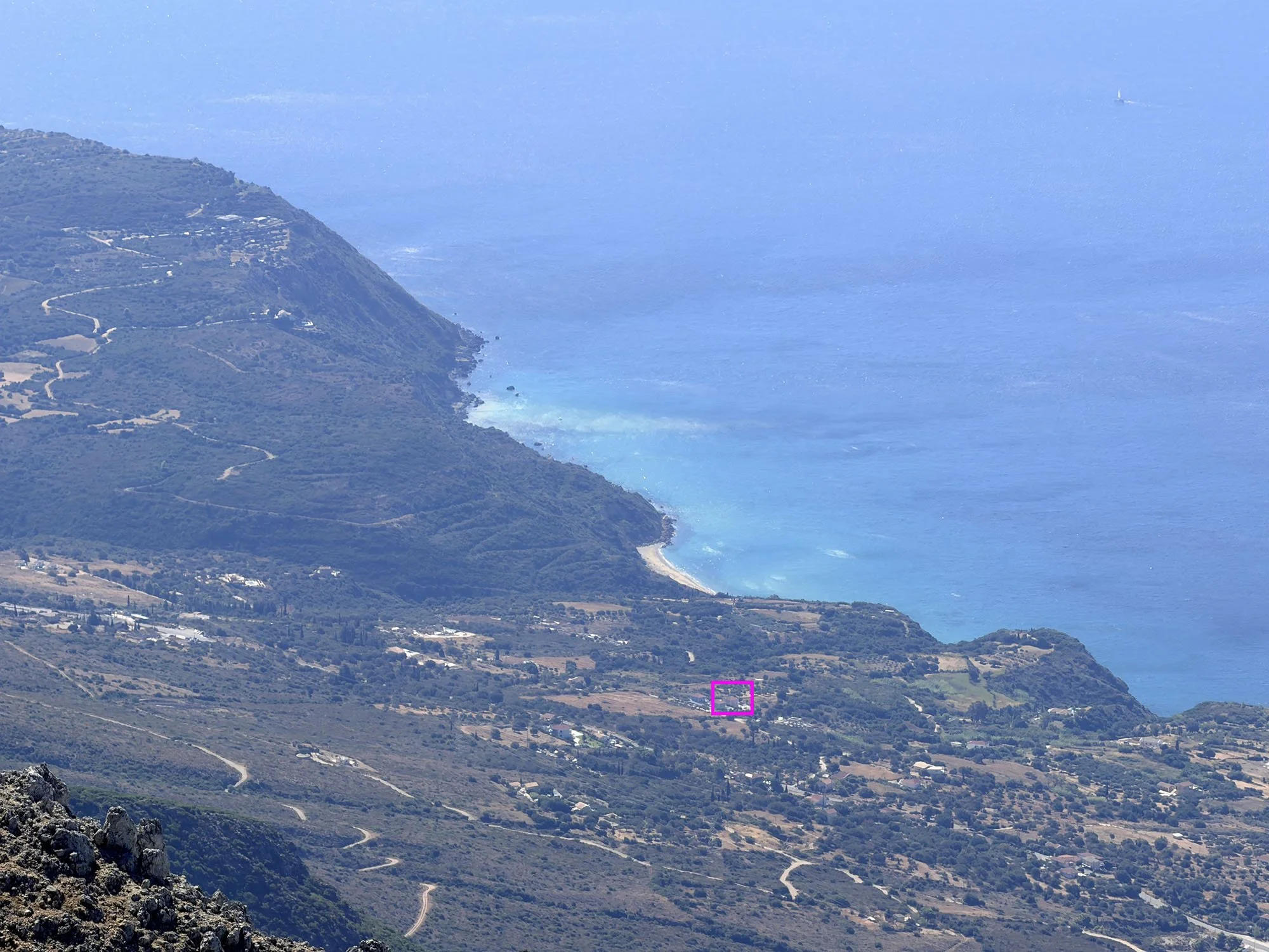 View from Mount Ainos of Villa Roz