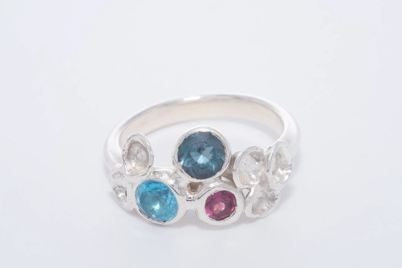 Lichen ring set with LBT Swiss topaz and Pink Tourmaline.jpeg