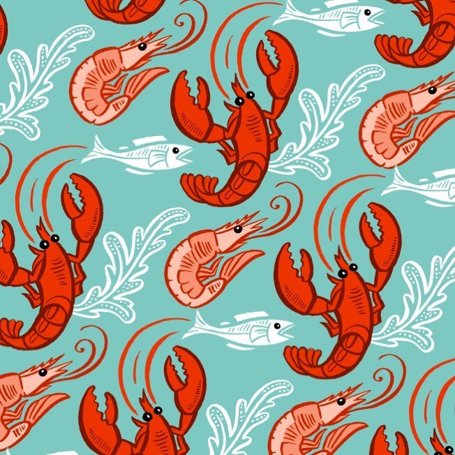 Imaging this as end papers for a lovely seafood cook book&hellip;. 

I&rsquo;ve just been in @citybooksbookshop drooling over all the gorgeous recipe books and feeling inspired for some food illustration. #foodgloriousfood #foodillustration #recipebo
