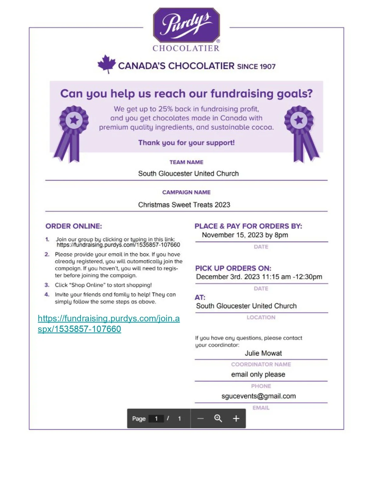 Purdy's Chocolate Sale