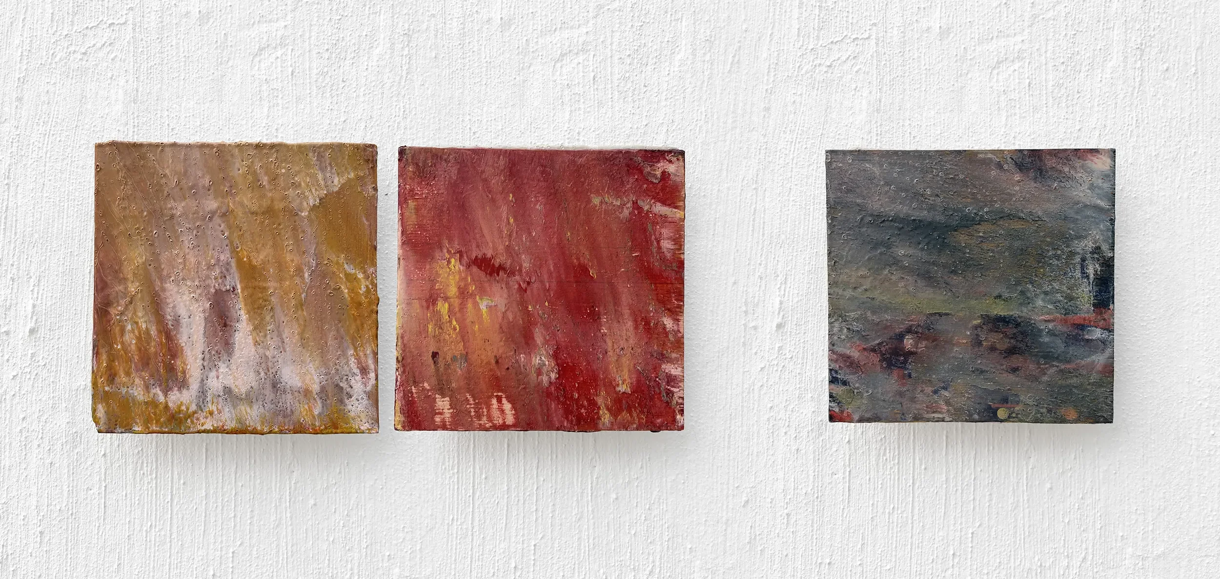 Flame Atlas — Locus 4 - 20 x 60 cm - encaustic wax on panel