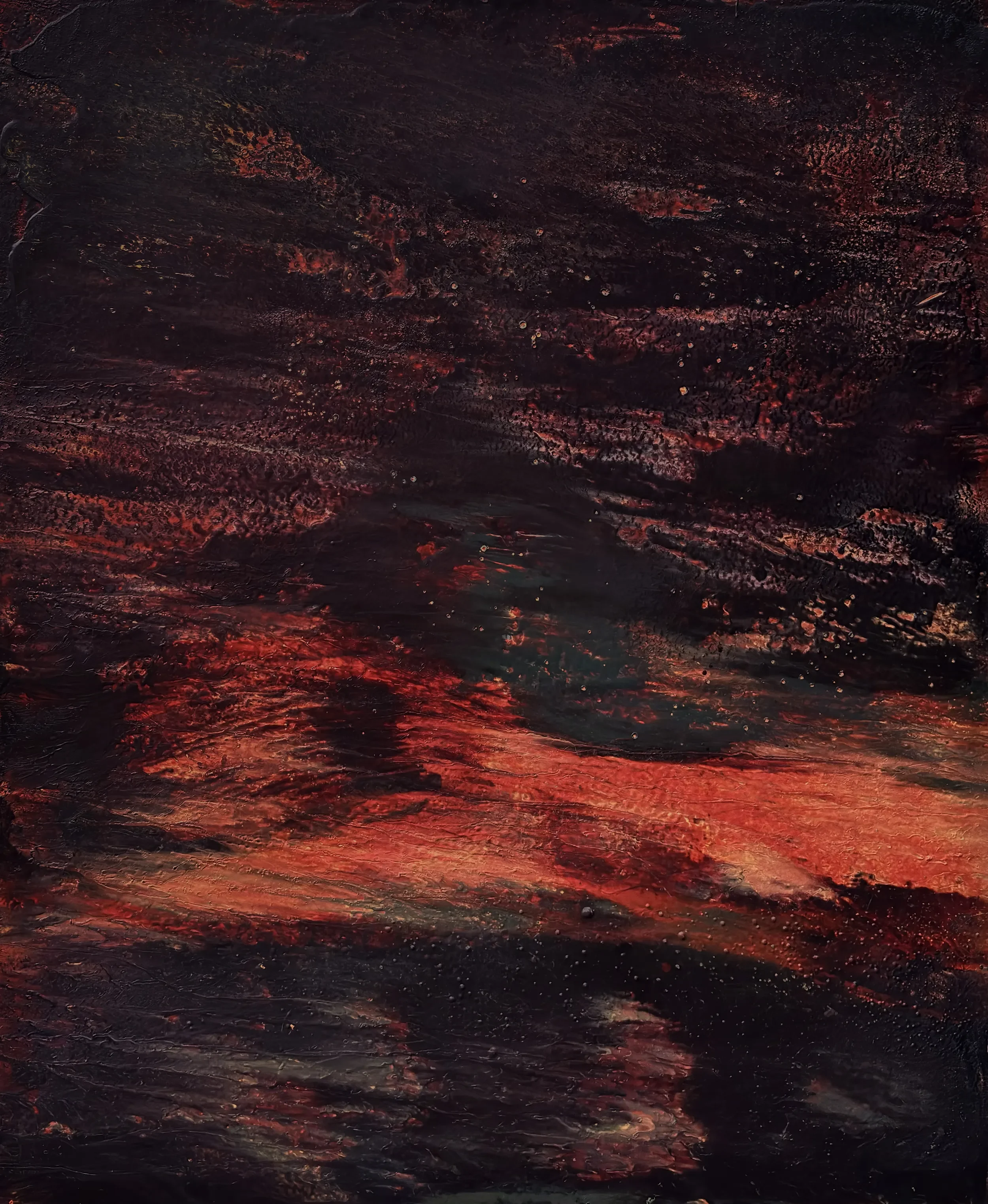The Blaze II - 122 x 100 cm - encaustic wax on panel