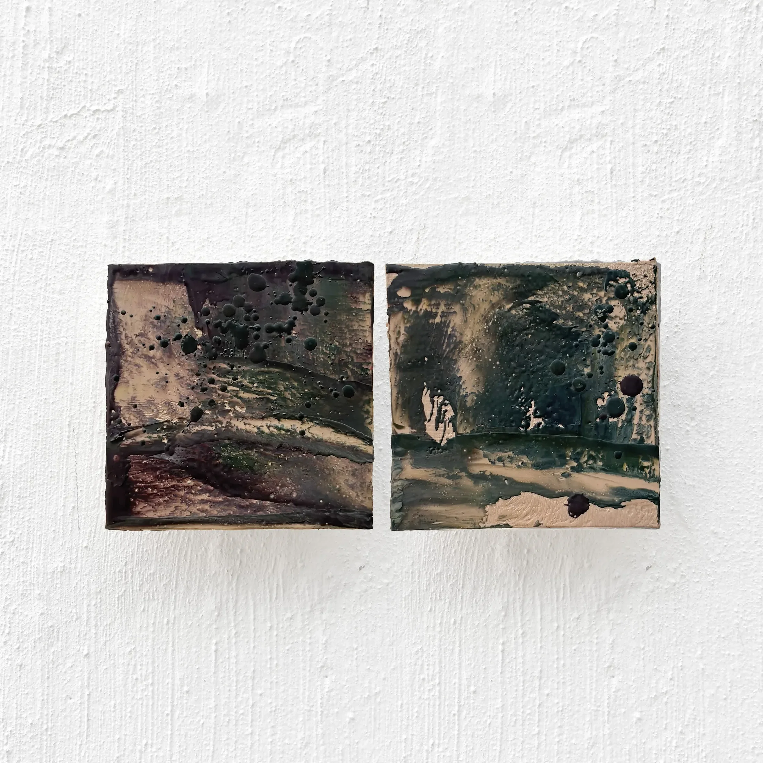 Flame Atlas — Locus 6 - 15 x 30 cm - encaustic wax on panel
