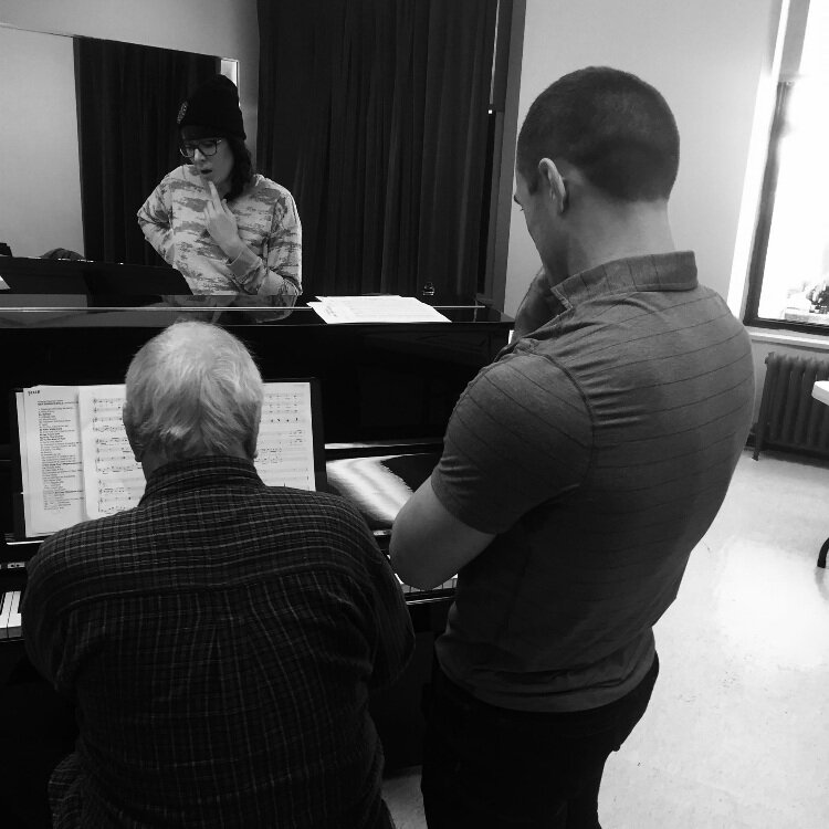  In rehearsal with John Kander and Dee Roscioli for  Kid Victory  