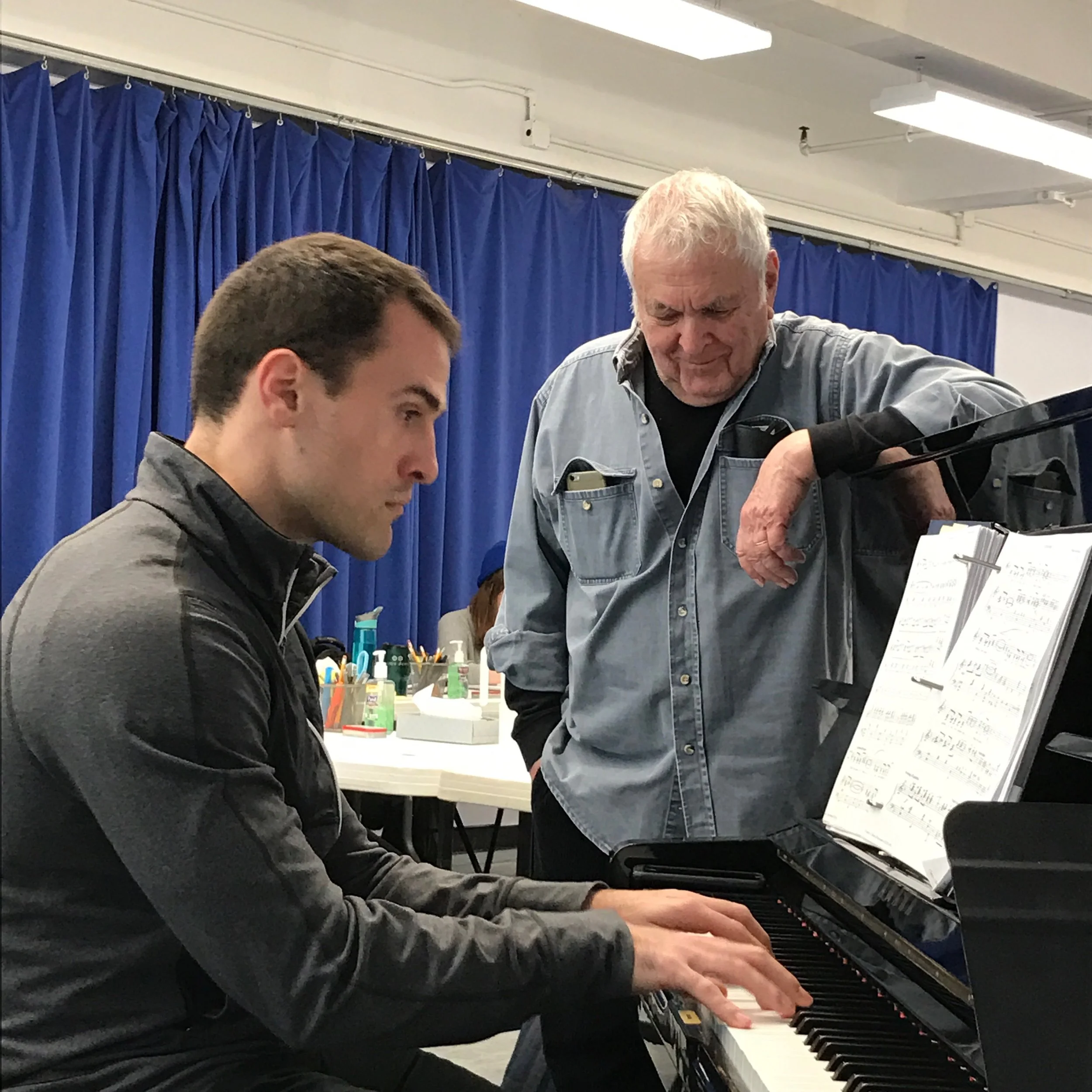 In rehearsal with John Kander for KID VICTORY
