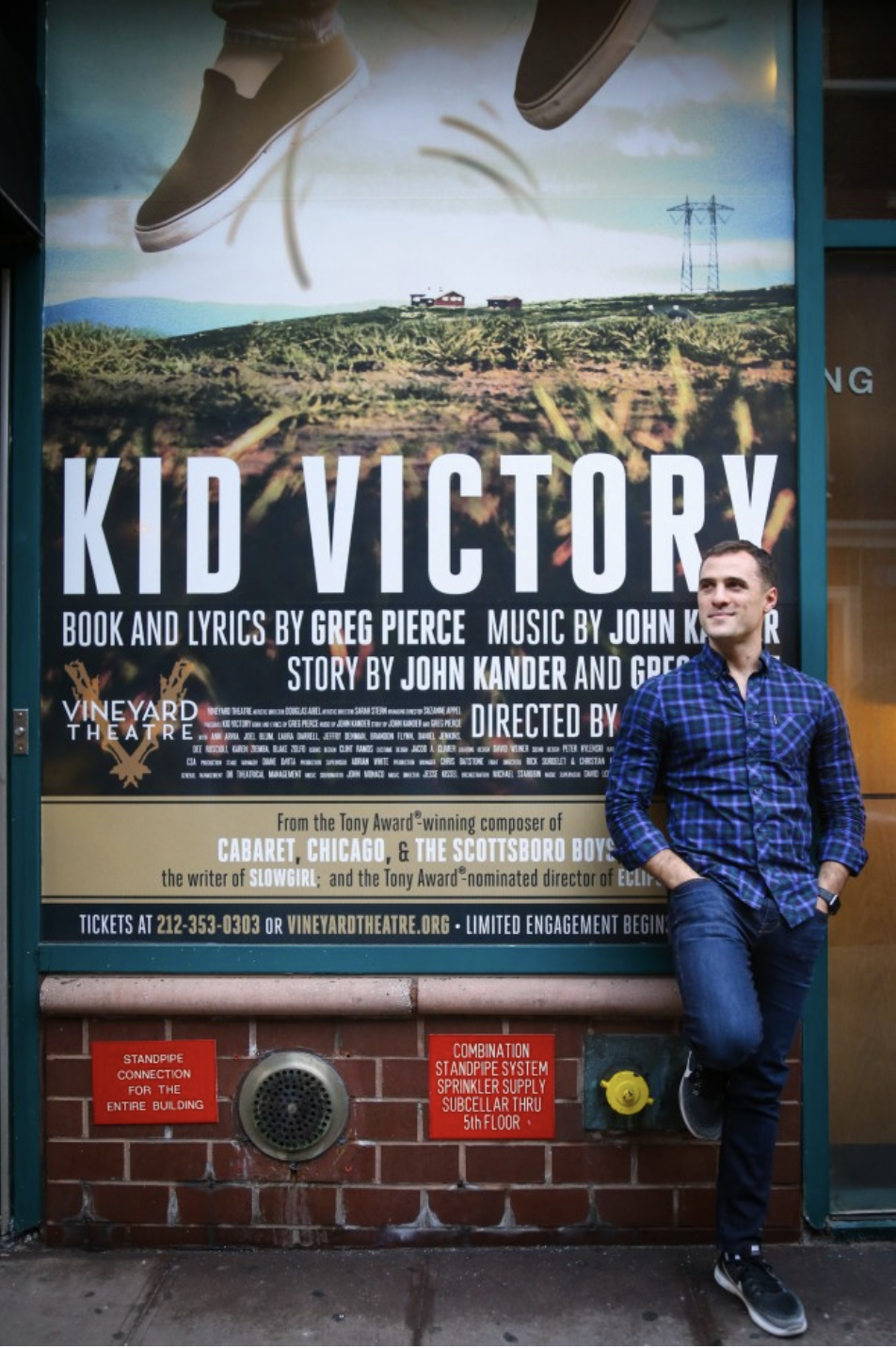 Outside the Vineyard Theatre for KID VICTORY